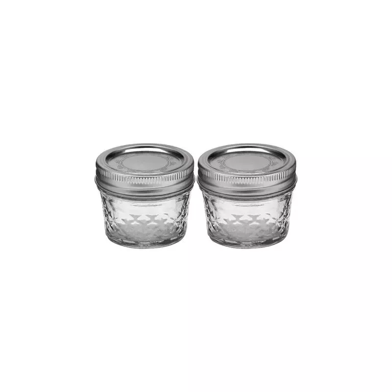 Ball Quilted Crystal Jelly Jars with Lids and Bands, 4-Ounce, Clear