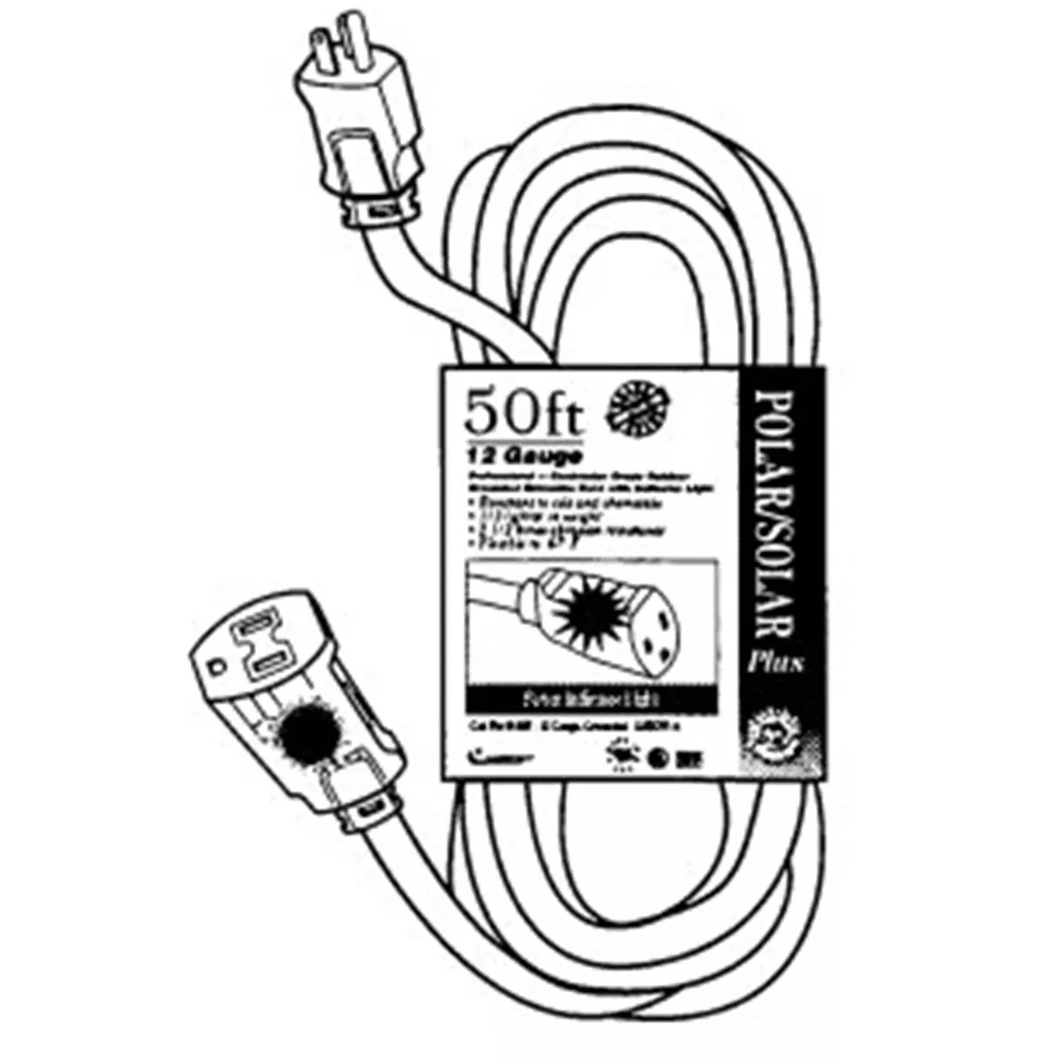 Coleman Cable EXT CORD 50' 16/3 YEL LITED END