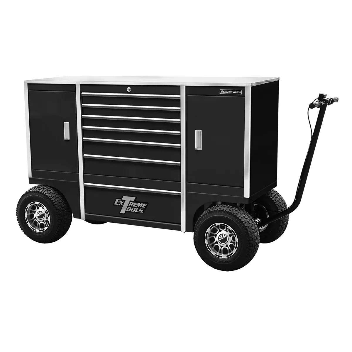Extreme Tools 70 in. 7-Drawer/2 Compartment Pit Box; Black