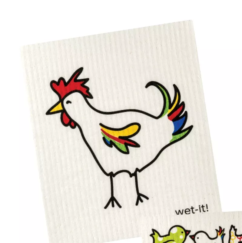! Multicolored Cotton Rooster Dish Cloth 1 Pk
