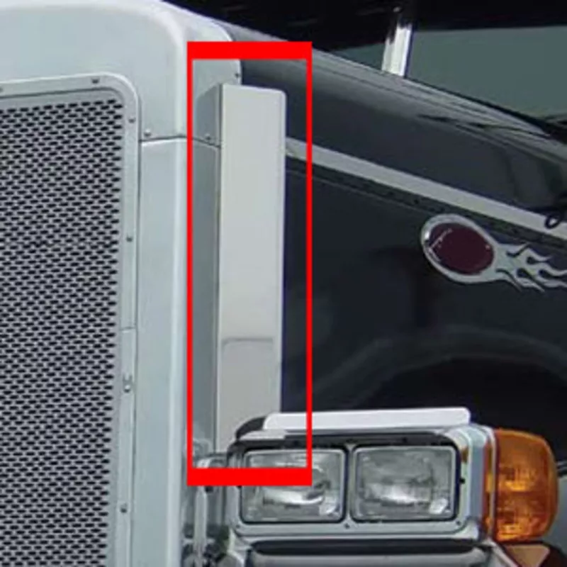 Peterbilt 379 stainless steel side grill deflectors w/square bottom – 20″ tall, PAIR
