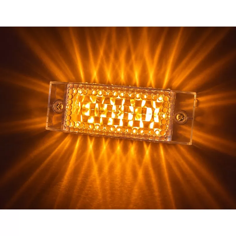“Star” Amber 16 diode 2″ x 6″ rectangular marker / turn signal LED light – CLEAR lens